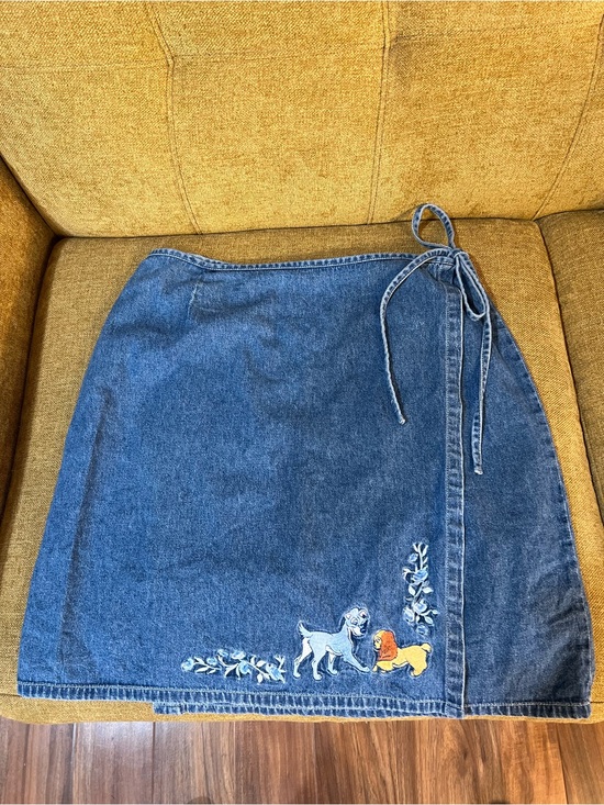 Disney Dresses & Skirts - Disney Lady and the Tramp Embroidered Denim Wrap Skirt